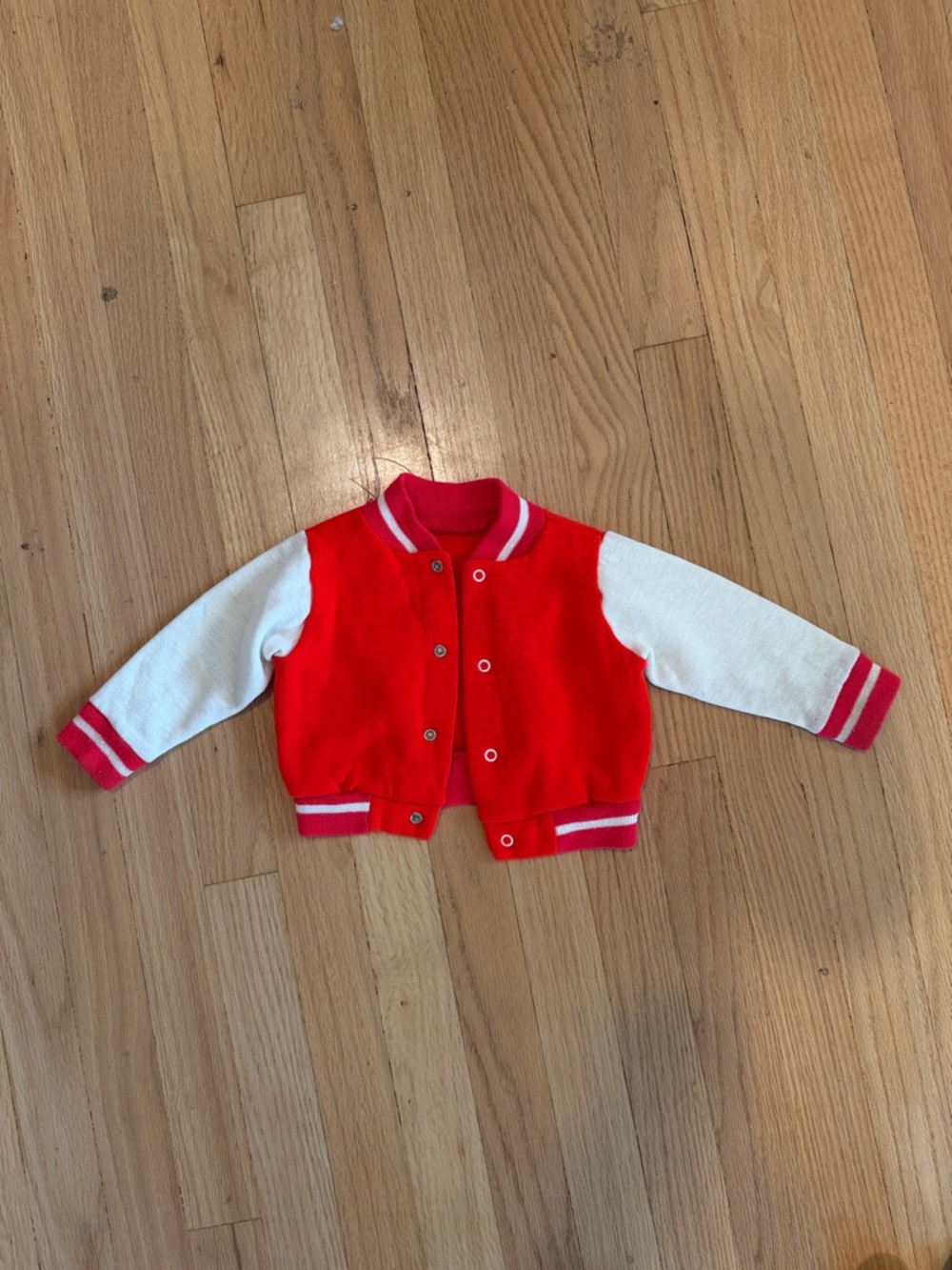 VINTAGE Red and White Baby Varsity Jacket